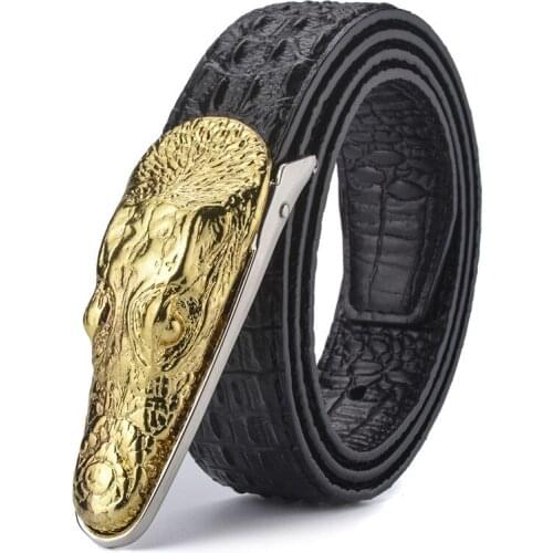 3D Crocodile Famous Brand Leather Belt Designer Men Belts Luxury Brand Smooth Buckle Belts For Man Ceinture Homme