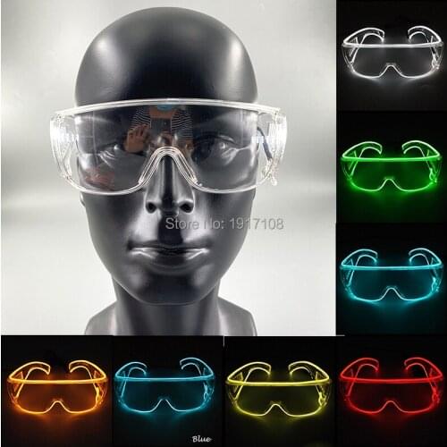 New Luminous LED Glasses EL Neon Party Glasses Flashing Light Glow Glasses Transparent Goggles Festival Supplie