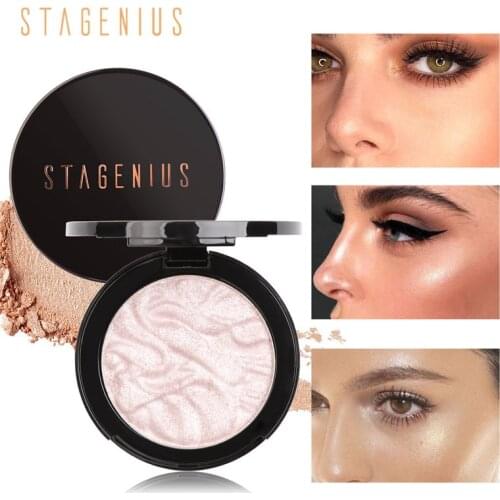 STAGENIUS Blush Highlighter Palette 4 Colours Long-lasting Baked Shimmer powder Brighten Contouring Palette Face Makeup TSLM2
