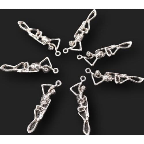 Skeleton Pendant, Skeleton Skeleton Charms, Hangman Charms, Atonement Soul Charms, DIY Jewelry Making, Silver Plated Tone A33