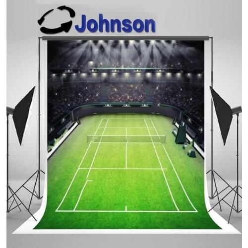 Tennis Court Grass Stadium Spectators Spotlights Tennis Sport photo backdrop Computer print party backgrounds