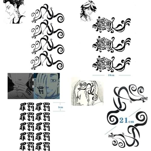 Anime Tokyo Revengers Tattoo Stickers Cosplay Props Cosplay Manjiro Sano Ken Ryuguji Neck Arm Tattoos Waterproof and Sweatproof