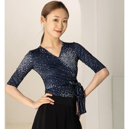 V-neck Ballroom Dance Tops Women Latin Practice Wear Stage Costume Designer Clothes Tango Dancewear Salsa Dancer Outfit JL3120