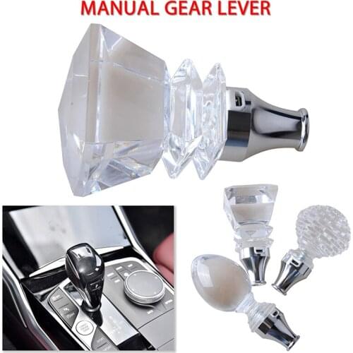 Universal LED Light Car Acrylic Colorful Manual Transmission Stick Gear Knob Lever Shifter Adapters USB Cable Replacement Parts