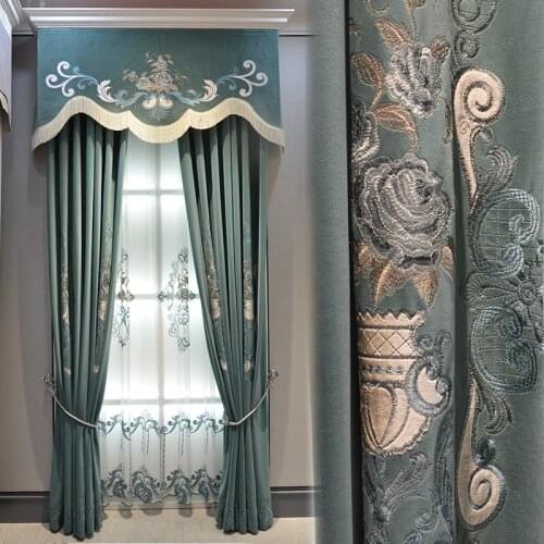 European style villa air window curtain living room bedroom flannel French curtain high grade luxury curtain customization