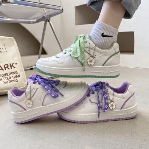 Womens Shoes Mint Green Girl White Shoes Womens 2021 New Versatile Sports Casual Platform Girl Student Shoes