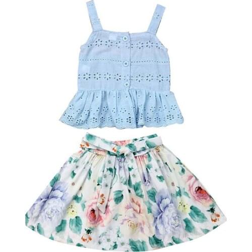 PUDCOCO Floral Toddler Kid Baby Girl Vest Tops Floral Short Skirt 2Pcs Summer Outfit Clothes 0-5Y
