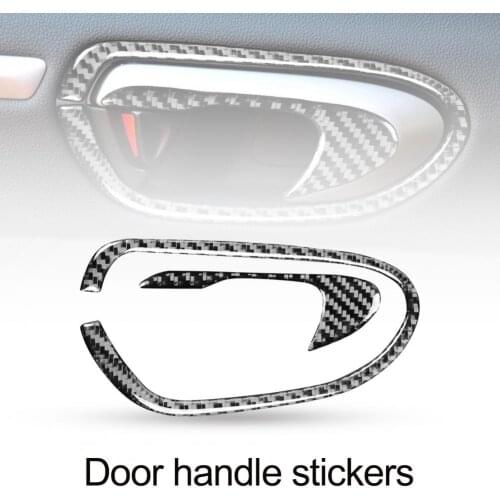 1 Set Handle Sticker Self-adhesive Black Carbon Fiber Car Interior Door Handle Panel Stickers for Honda Civic 8th Gen 2006-2011
