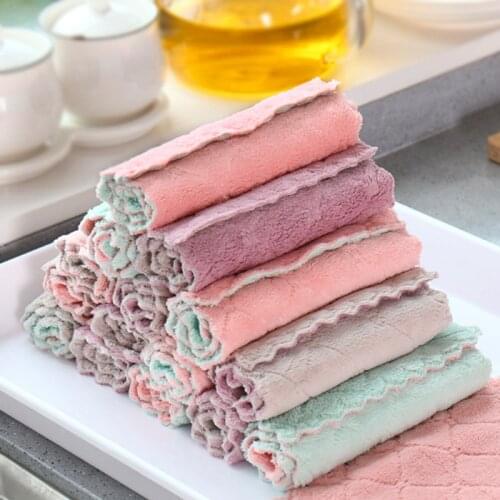 1pcs Kitchen Towel Cleaning Cloth Nonstick Oil Coral Velvet Hanging Hand Towels Dishclout Washing Windows Car Floor Home Clean