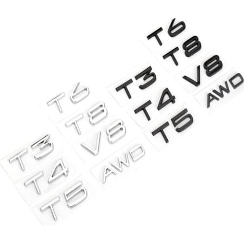 1PCS/LOT For VOLVO T3 T4 T5 T6 T8 V8 Rear Label AWD Black OEM Car Sticker