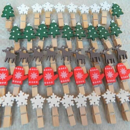 10pc Christmas Wooden Clips New Year Party Decoration Photo Wall Clip DIY Christmas Ornaments Decorations for Home Kids Gift new