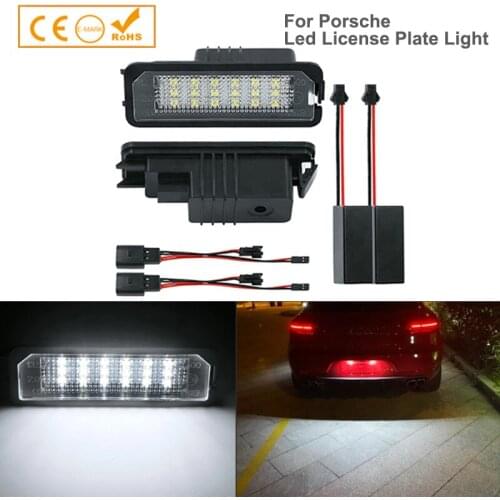 2Pcs Error Free LED Number License Plate Light Lamps For Porsche Boxster Cayman Carrera Cayenne 911 718 918 980 987 991 958 982