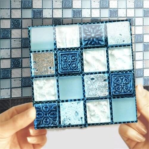 20PCS Simulation Mosaic Tiles Wall Sticker 3D Oil-Proof Wallpaper for Kitchen DIY Bathroom Waterproof Wall Paper Home Decoration