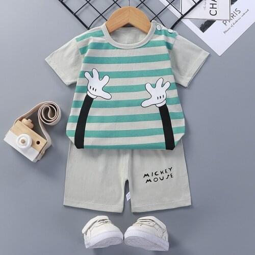 2021 Summer Baby T-shirt Clothes Suit Baby Boys Girls Vest Clothing Set 2 pieces Cotton Children Shirt Shorts Baby Clothing Sets