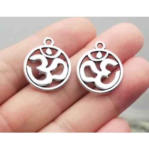 25pcs/lot--22x29mm, yoga cham,Antique silver plated OM charms,DIY supplies,Jewelry accessories