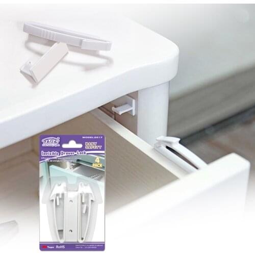 4pcs Baby Safe Lock Kids Protection Invisible Latch Lock Baby Safety Child Drawer Cabinet Prevent Bumps Infant Protection Lock