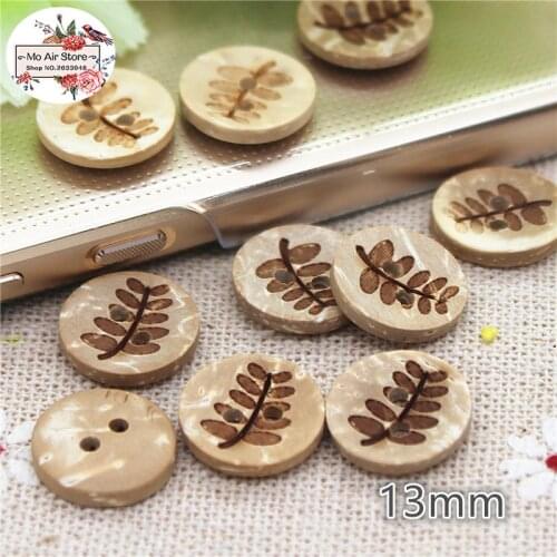 50pcs leaf Coconut buttons natural wooden buttons crafts and scrapbooking sewing accessories botone 13mm