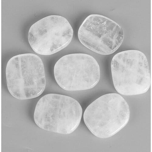 7 pcs/Set Natural Rock Quartz Crystal Healing Chakra Reiki Palm Stone SPA Massage Stone Beauty Health Care Tool With Pouch