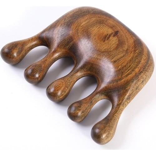 8 Types Hair Massage Comb 5 Teeth Natural Ebony Comb Head Meridian Massage Tool Handmade Anti Static Comb For Massage & Scraping