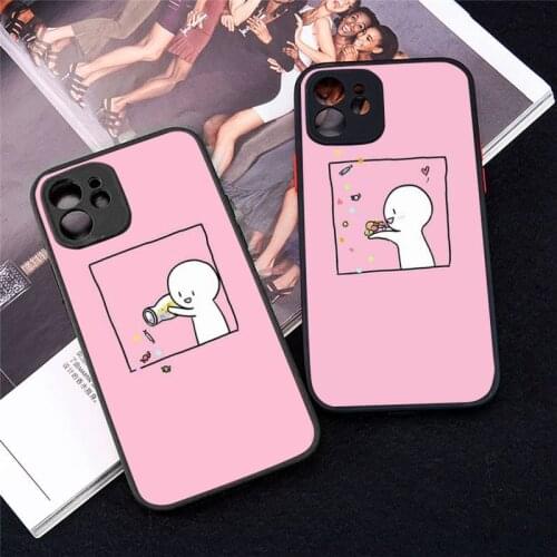 Phone Case For iphone 12 11 8 7 plus mini x xs xr pro max A pair of lovers bff cartoon cute matte transparent cover
