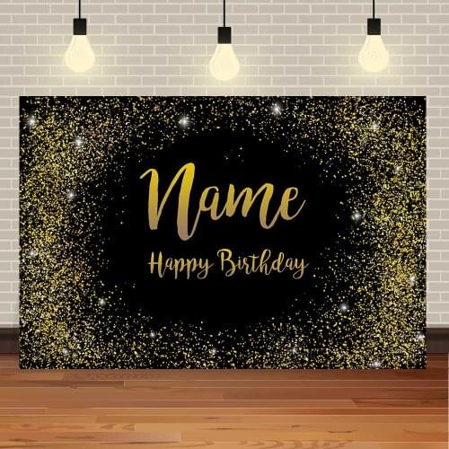 Seekpro Black Glitter Happy Birthday Party Pink Purple Background Shiny Photography Silver Decoration Supplies Name DIY Colorful