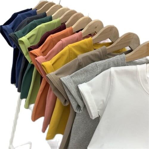 VIDMID Childrens pure color short-sleeved Korean t-shirt boys summer cotton girls bottoming shirt baby tops tide P4481
