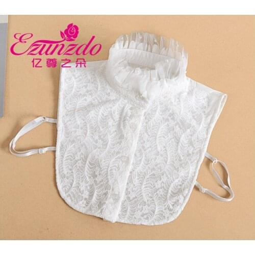 Front Bow Tie False Collar Shirts Woman Dot Fake Collar DetachWomen Girls Lace Fake Collar Polka Dots Floral Round Neck Lady Cas