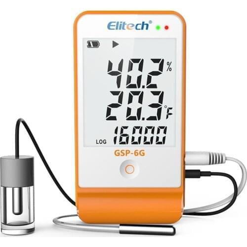 Elitech GSP-6G Temperature Humidity Data Logger Recorder Vaccine Temperature Recorder with Glycol Bottle Temperature Sensor