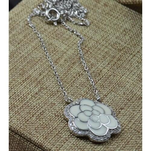 Guarantee Plain 925 solid Sterling Silver, Flower Necklace , 48 cm, 4.2g, NE31324