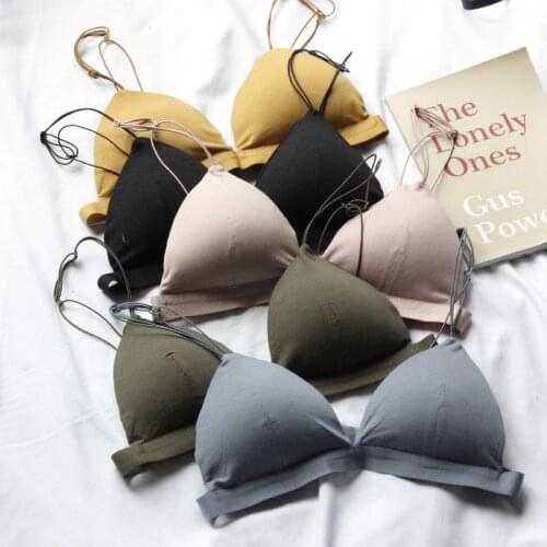 Wriufred Girls' cotton thin belt triangle cup underwear summer glossy small chest sexy bra plus size women comfortable lingerie