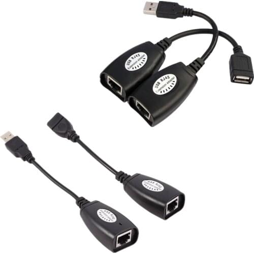 1Pcs USB to RJ45 Extension Cable Ethernet Extender USB Extension RJ45 Cat5e/6 Cable LAN Adapter Over Repeater Set