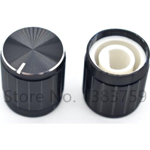 5pcs Potentiometer Cap 15*16.5mm Black Bright Edge Half Shaft Hole D-Shaped Aluminum Alloy Knob