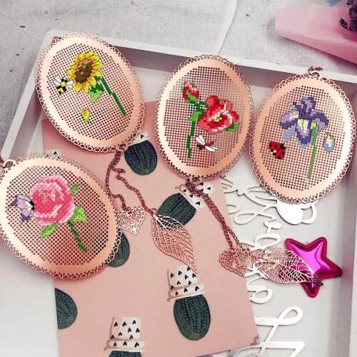Pretty Butterflies in Love with Flowers Cross stitch DMC set Creative Gift Handmade metal bookmark fairy tale princess series