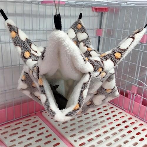 Small Pet Hammock Double-layer Plush Soft Winter Warm Hanging Nest Sleeping Bed Small Pets Hamster Squirrel Chinchilla House