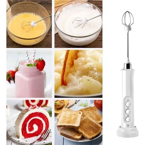 Egg Mixer USB Electric Adjustable Milk Frother Rechargeable Stainless Steel Coffee Whisk Kitchen Accessory