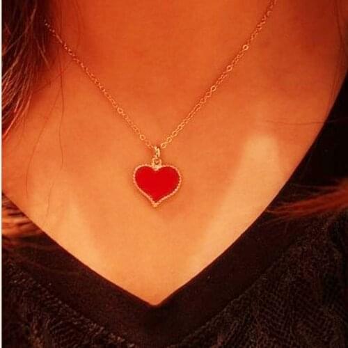 Fashion Hot New Gossip Girl Serena Red Hearts With Love Necklace Clavicle Chain Models Clover Wholesales