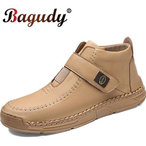 Men Winter Casual Leather Boots Split Leather Boots Men Snow Boots Super Comfort Fashion Shoes Men Ankle Boots Outdoor Men Shoes