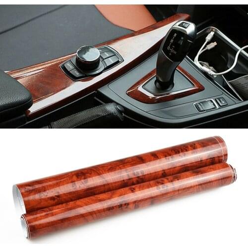 1PC High Glossy Wood Grain Sticker Decal Car Internal Interior Handle Center Console Panel DIY Film Stickers
