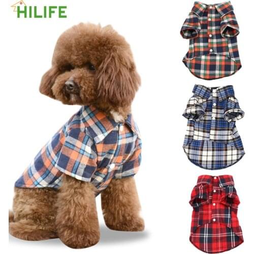 Puppy Dog Kitten Clothing Soft Pet Dog Cat Clothes Cotton Short Sleeve Shirts Summer Plaid Dog T Shirt