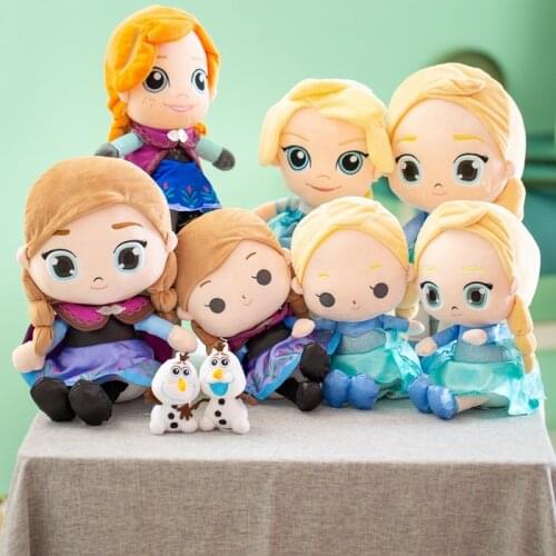 Disney Frozen Anna Elsa Princess Plush Doll Toys Cartoon Olaf Snowman Soft Stuffed Plush Doll Action Figure Childrens Toys Gift