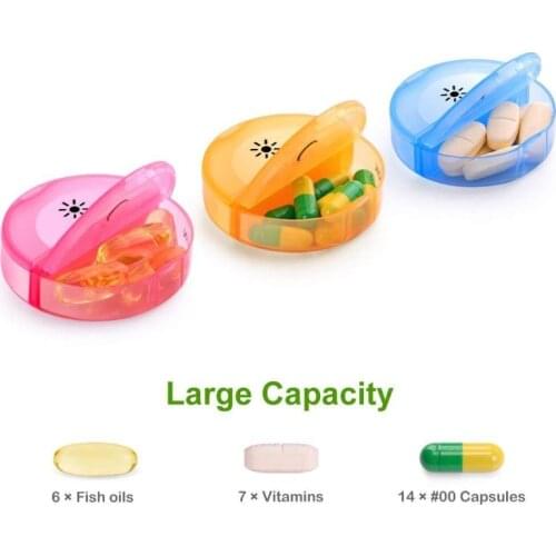 One Day Two Times Portable Pill Medicine Box Holder Storage Organizer Wearproof Tablet Container Dispenser Case Splitter