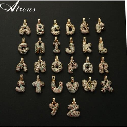 Colorful Zircon 26 Initials Letter Charms for Women DIY Small Pendants Necklace Earring Bracelets Jewelry Making Supplies Gift