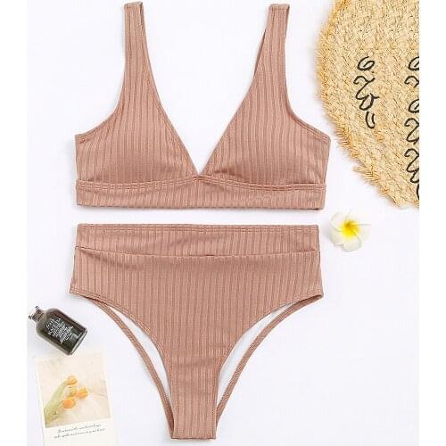 Sexy Khaki Swimwear Women High Waist Bikini Set Push Up Purple Swimsuit Bathing Suit Bikinis Biquinis Feminino 2021 New Bahter