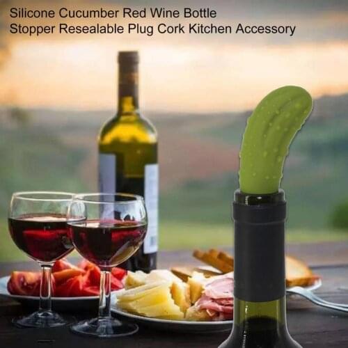 Silicone Cucumber Red Wine Bottle Stopper Resealable Plug Cork for Home