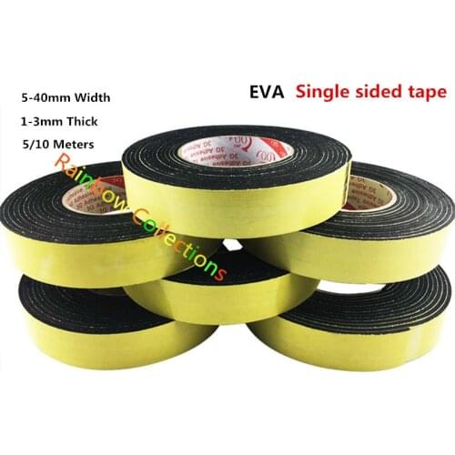 Thick1/2/3mm,length 5/10M, Width5-40mm, EVA Sponge Single Sided Tape Foam Tape EVA Tape Super Sticky Black Color