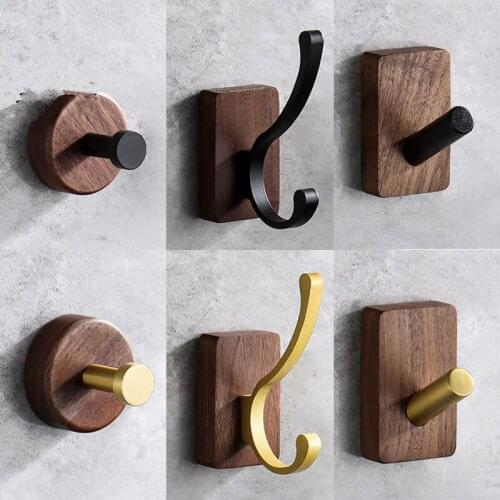 Tuqiu Bathroom Robe Hook Wall Hooks Wood Kitchen Towel Hook Brass Brushed Gold Key Hat Bag Hanger Holder Clothes Hook