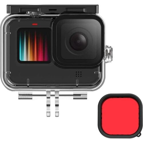 Waterproof Case for GoPro Hero 9 Black,165FT Deep Diving Scuba Snorkeling, with Red Filter Accessories for Go Pro 9 Camera