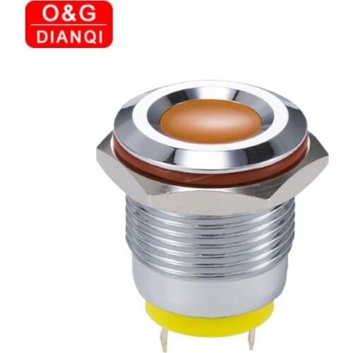IP67 Waterproof One Color Flashing LED Metal Warning Indicator Light 16mm Pilot Signal Lamp 3V 6V 12V 24V 36V DC with Wire