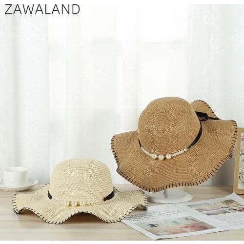 Zawaland Women Summer Sun Hats Fashion Beach Straw Hat Camping Hiking Casual Caps Female Bow Sun Cap Outdoor Anti-UV Headwear