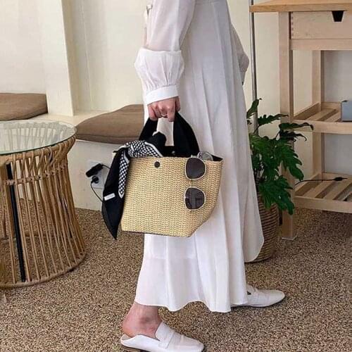 Women Large Capacity Straw Handbag Woven Handbag Casual Top-Handle Bags for Dating Travel Vacation Daily
